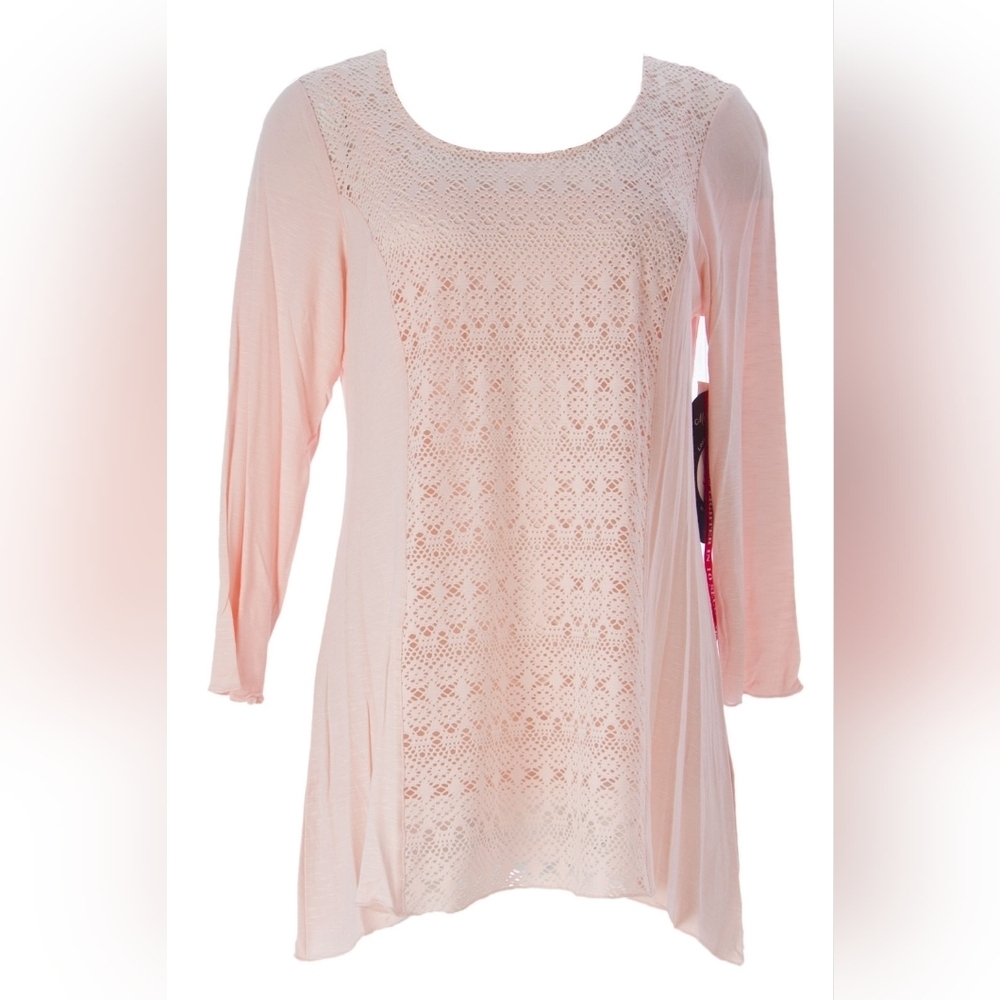 Miraclebody by Miraclesuit Women's  Mix Media Eyelet Scoop Neck Top NWT Blush LX